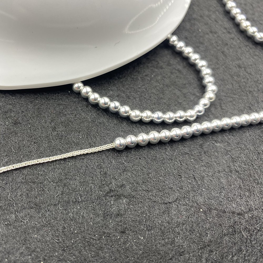 Jewelry DIY Making Factory Direct Sale 925 Sterling Silver Chain Strand 4mm Silver Beads Bracelets Anklets Necklace Chain