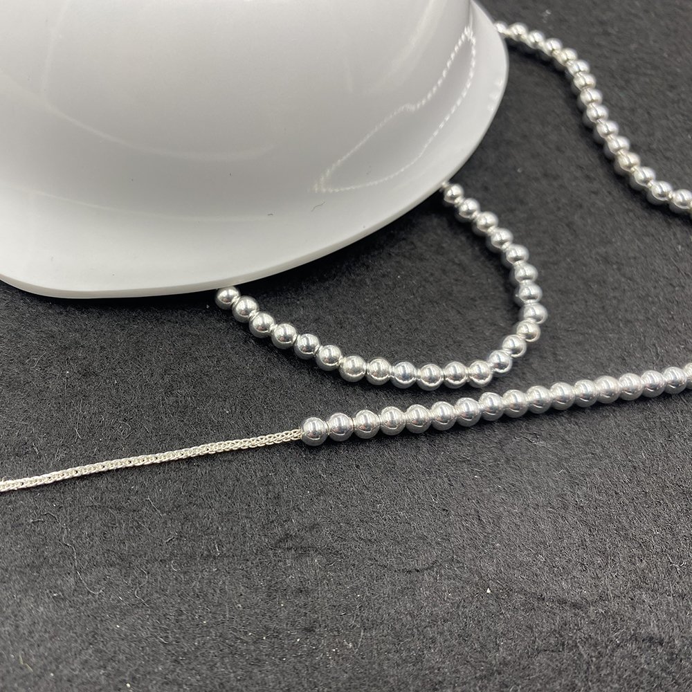 Jewelry DIY Making Factory Direct Sale 925 Sterling Silver Chain Strand 4mm Silver Beads Bracelets Anklets Necklace Chain