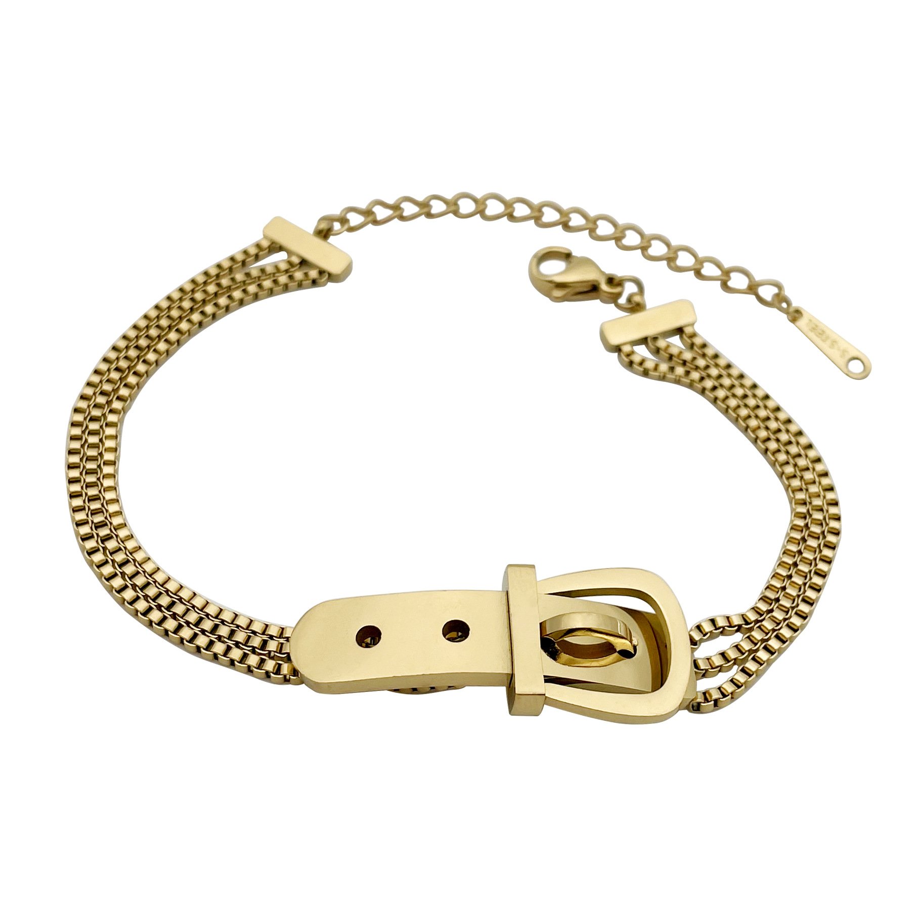 Fashion Women'S Jewelry Stainless Steel 14k Gold Plated Belt Buckle Design Chain Bracelets For Women