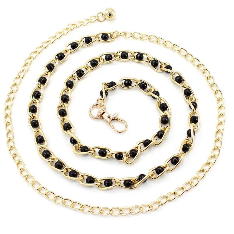 Women's Autumn Winter Dresses with Decorative Pearl Belts Fine Waist Chains & Metal Hooks Multi-Color Available