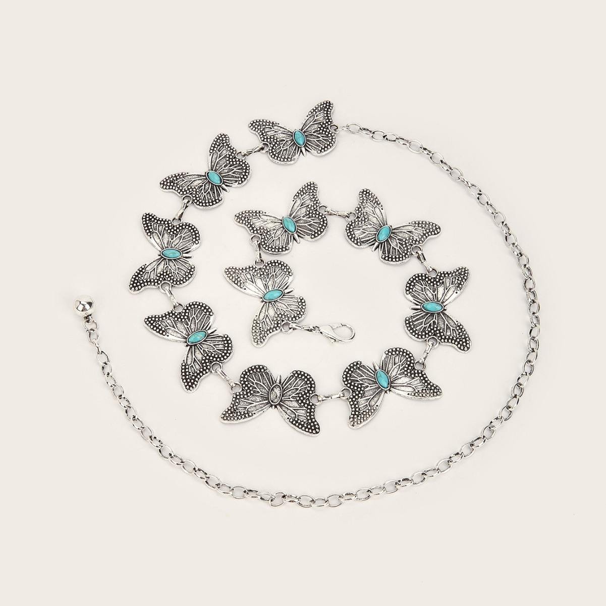 Direct Deal Haute Vintage Women's Waist Chain Metal Butterfly Chain Decoration Belt