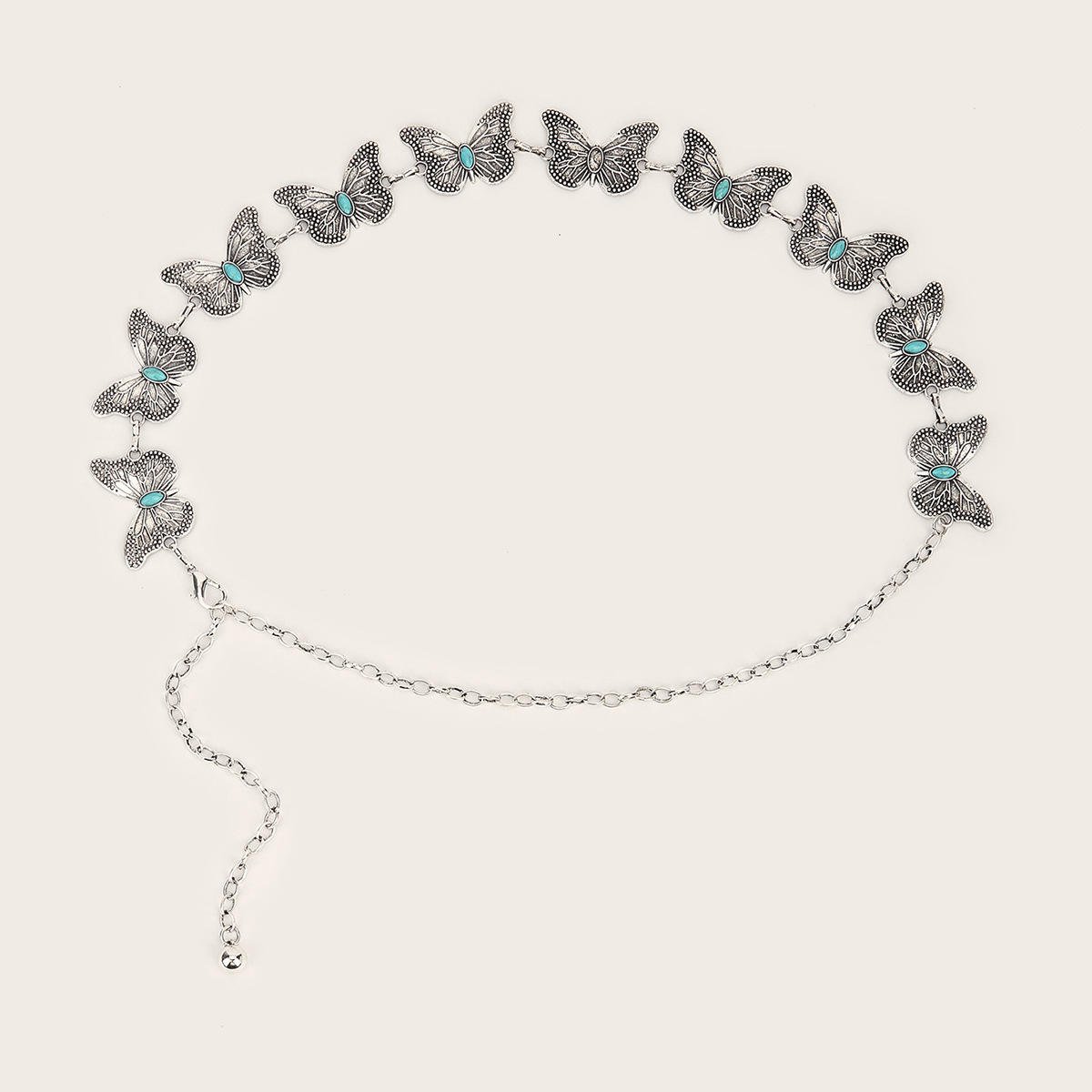 Direct Deal Haute Vintage Women's Waist Chain Metal Butterfly Chain Decoration Belt