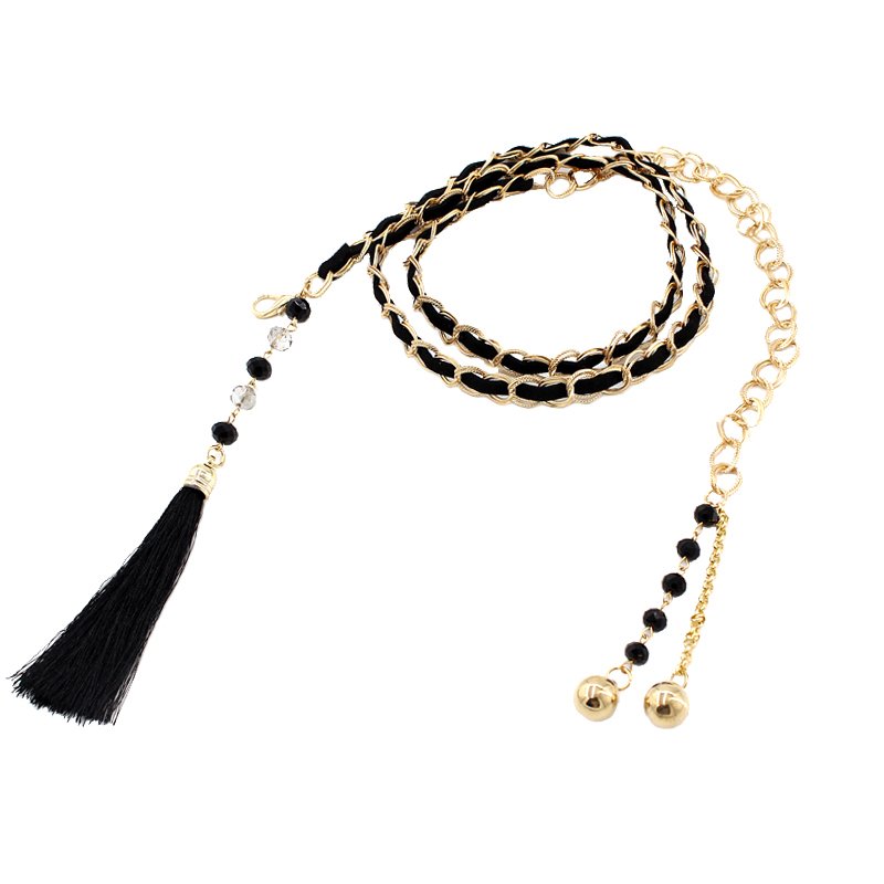 Plus size 2020 hot-sale women waist belt for dresses with tassels gold chain fashion skirt abdomen accessories