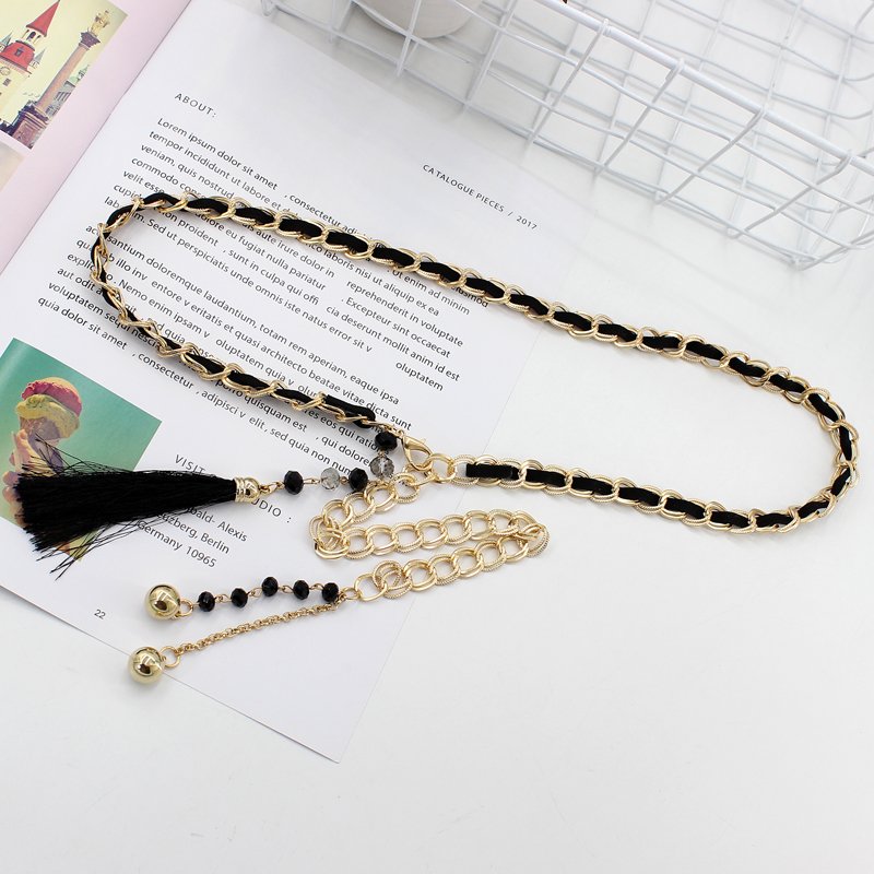 Plus size 2020 hot-sale women waist belt for dresses with tassels gold chain fashion skirt abdomen accessories