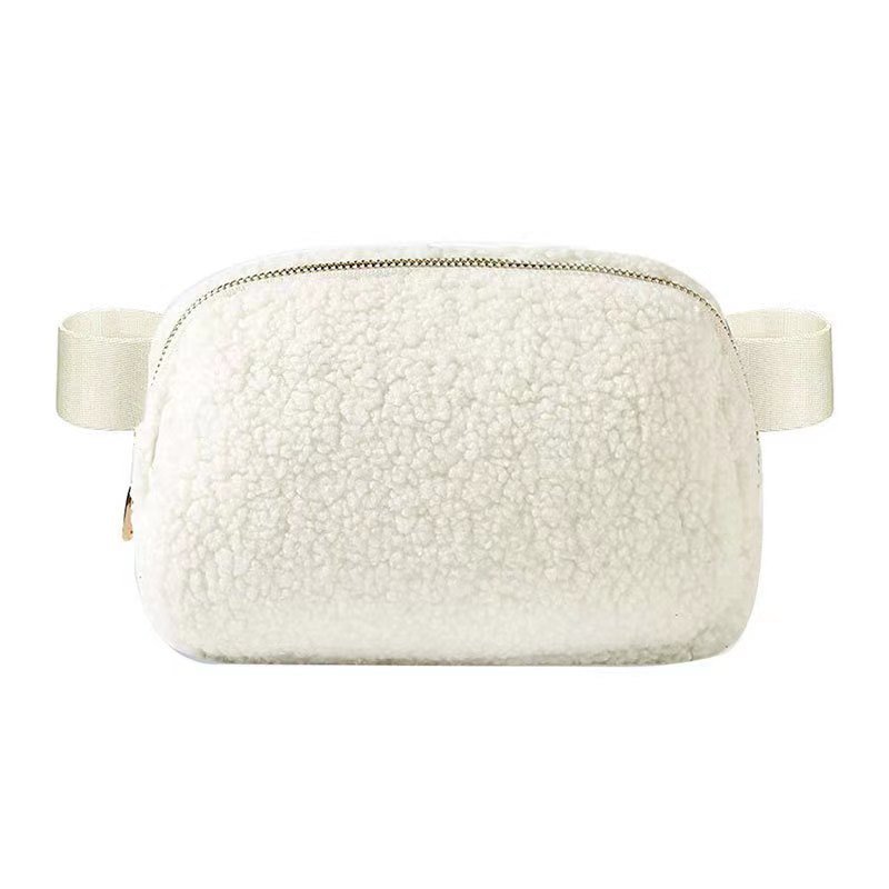 Autumn and winter lulu pull fluff Fanny pack sports chest bag crossbody bag outdoor sports bag pulled velvet