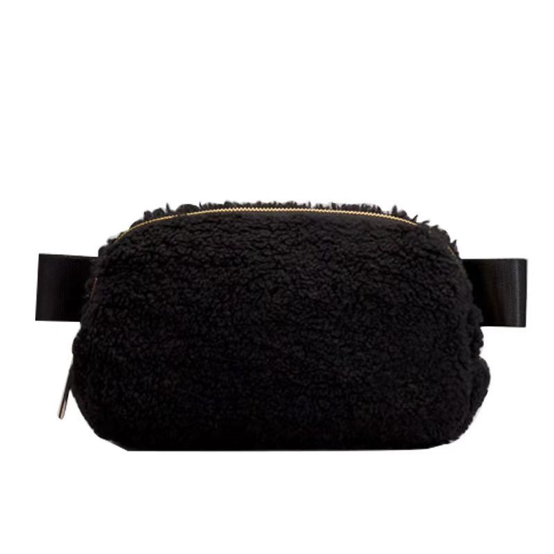 Autumn and winter lulu pull fluff Fanny pack sports chest bag crossbody bag outdoor sports bag pulled velvet