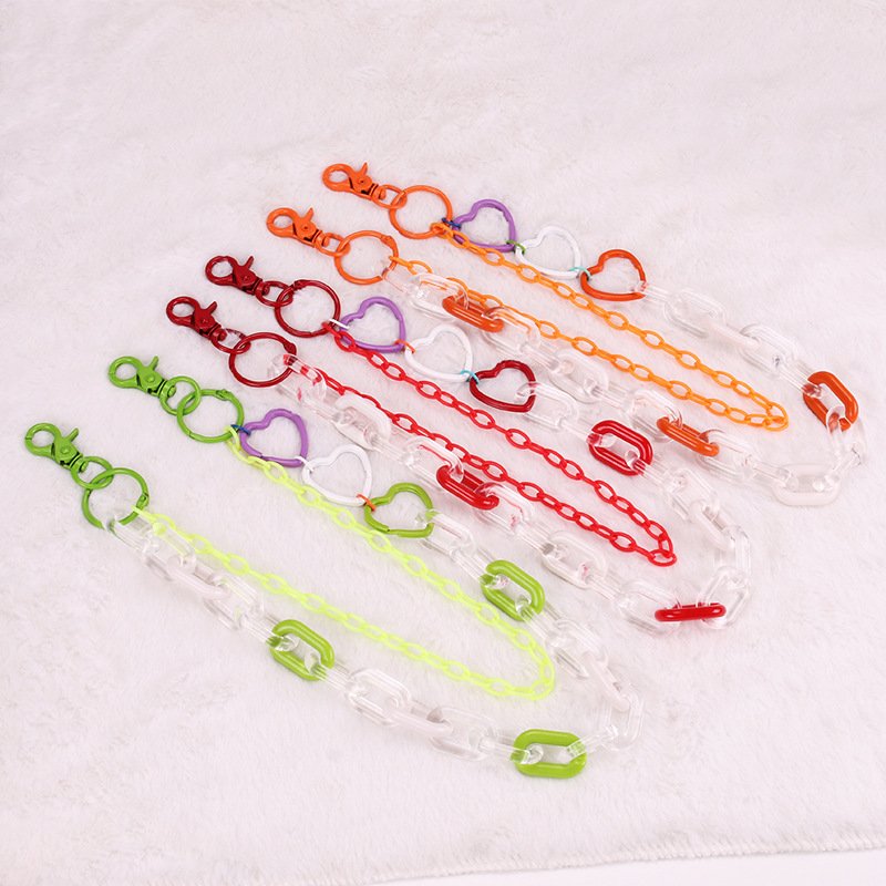 Hip Hop Punk Pants Wallet Key Chains Colorful Acrylic Gothic Rock Heart Pocket Waist Chains Rainbow Trousers Chains Belts
