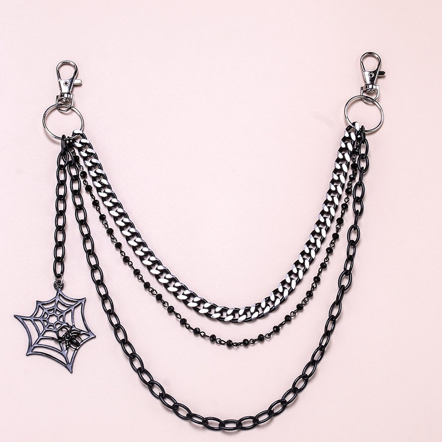 Hip Hop Punk Pants Wallet Key Chains Colorful Acrylic Gothic Rock Heart Pocket Waist Chains Rainbow Trousers Chains Belts
