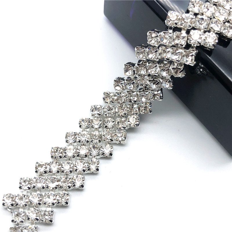 Silver Crystals Rhinestone Chain Trim Diamond Belts Trimming For Diy Clothes Accessory Dress Belts