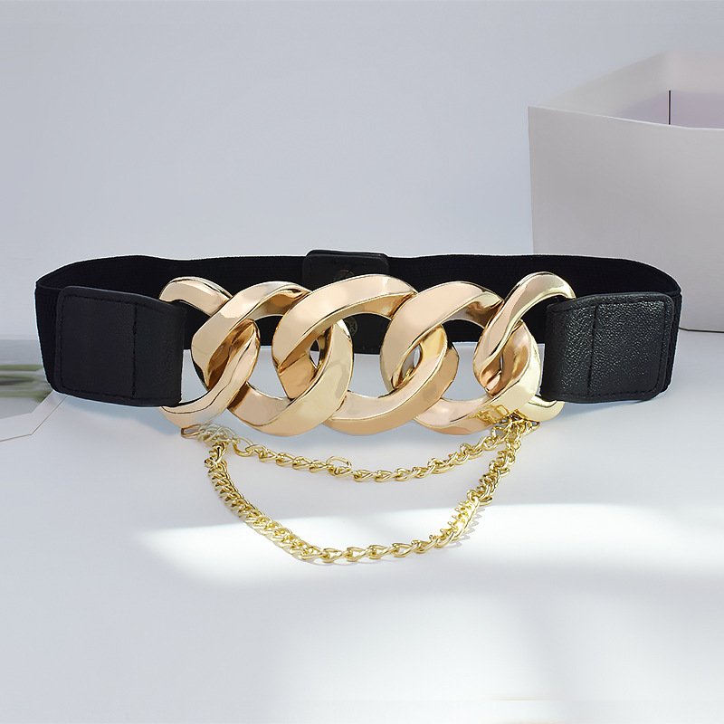 New Style Elastic Chain Waist Seal Elastic Belt For Women Decoration Dress Belt Fashion Tassel Stretch Belt