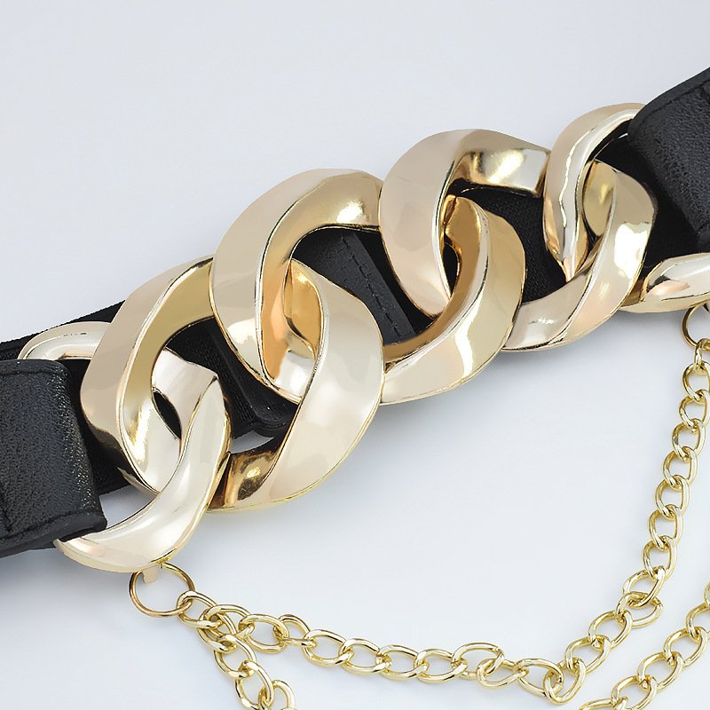 New Style Elastic Chain Waist Seal Elastic Belt For Women Decoration Dress Belt Fashion Tassel Stretch Belt