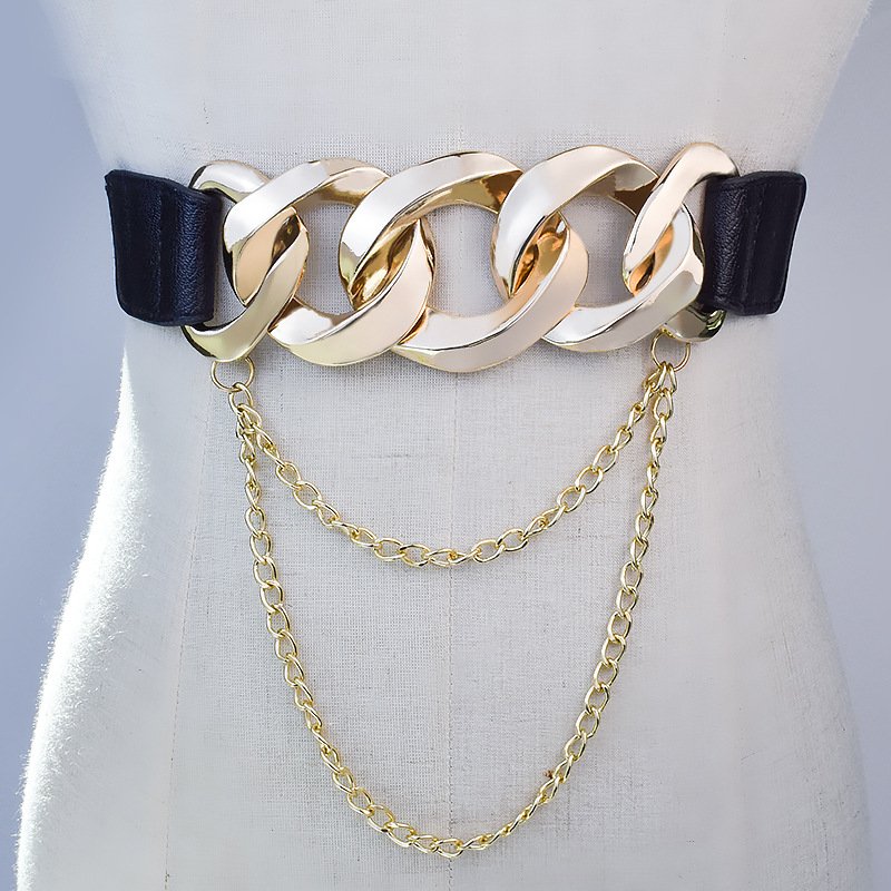 New Style Elastic Chain Waist Seal Elastic Belt For Women Decoration Dress Belt Fashion Tassel Stretch Belt
