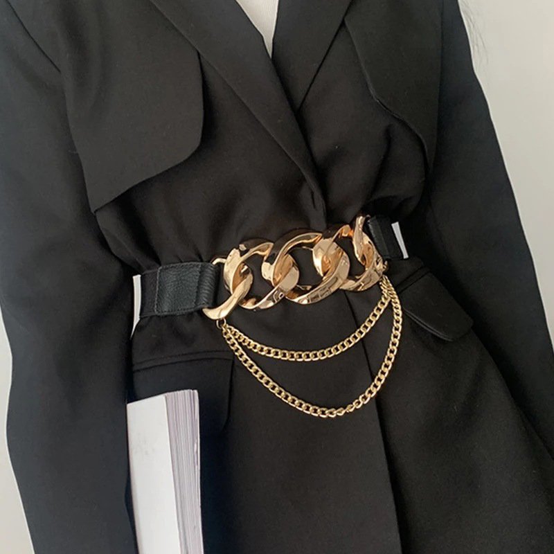 New Style Elastic Chain Waist Seal Elastic Belt For Women Decoration Dress Belt Fashion Tassel Stretch Belt