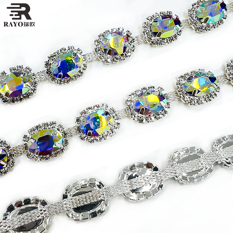 High-Shiny Colorful Glass Cup Chain Trimming Flatback Style for Shoes Garments Bags Nail Art Sew-On Technique Loose Rhinestones