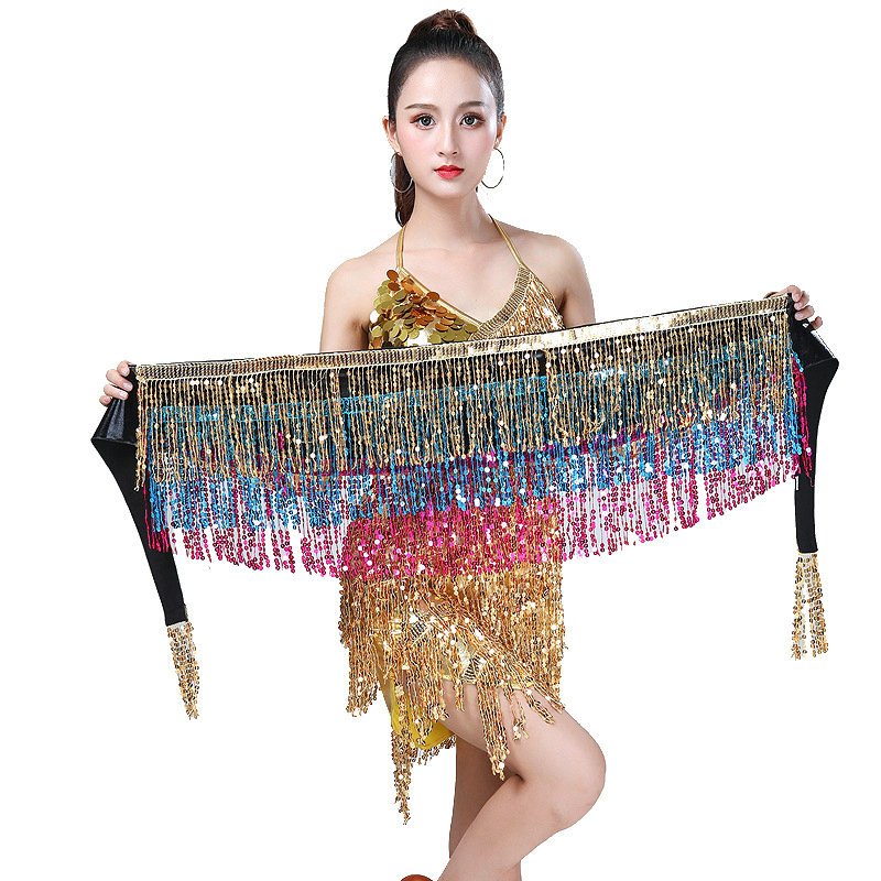 Popular Belly Dance Waist Chain Sexy Hip Belly Dancing Belt Tassel Belts Hip Scarf Tassel dance skirt for Women/Girls