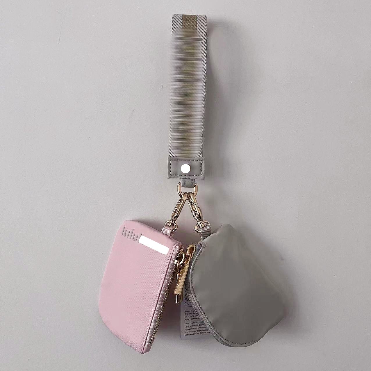 New Luxury Fashion Double Wrist Wallet Coin Bag with Logo Dual Pouch Wristlet Key Chain lulu card pouch keychains