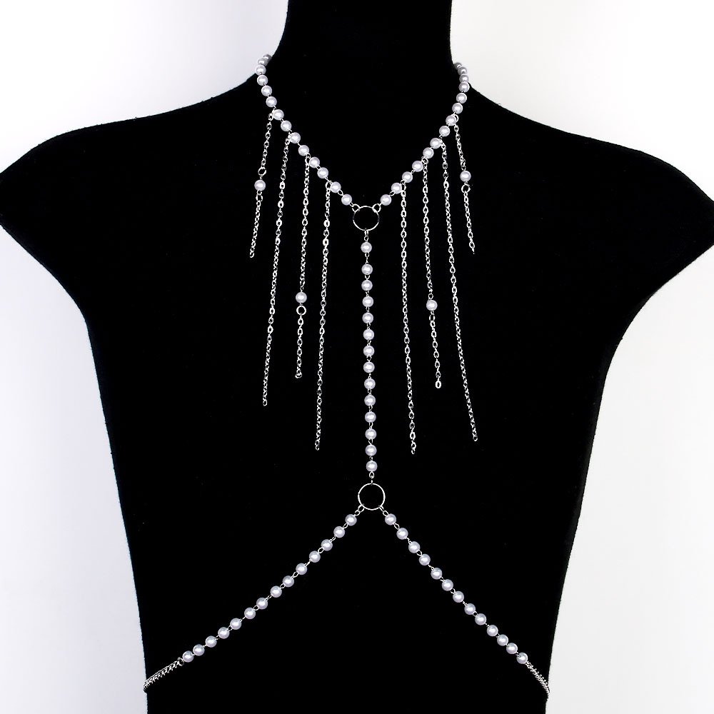 Fashion Sexy Pearl Necklace Bra Chain Bridal Jewelry Top Chain Handmade Beaded Bridal Wedding Body Chains Dress For Women Jewel