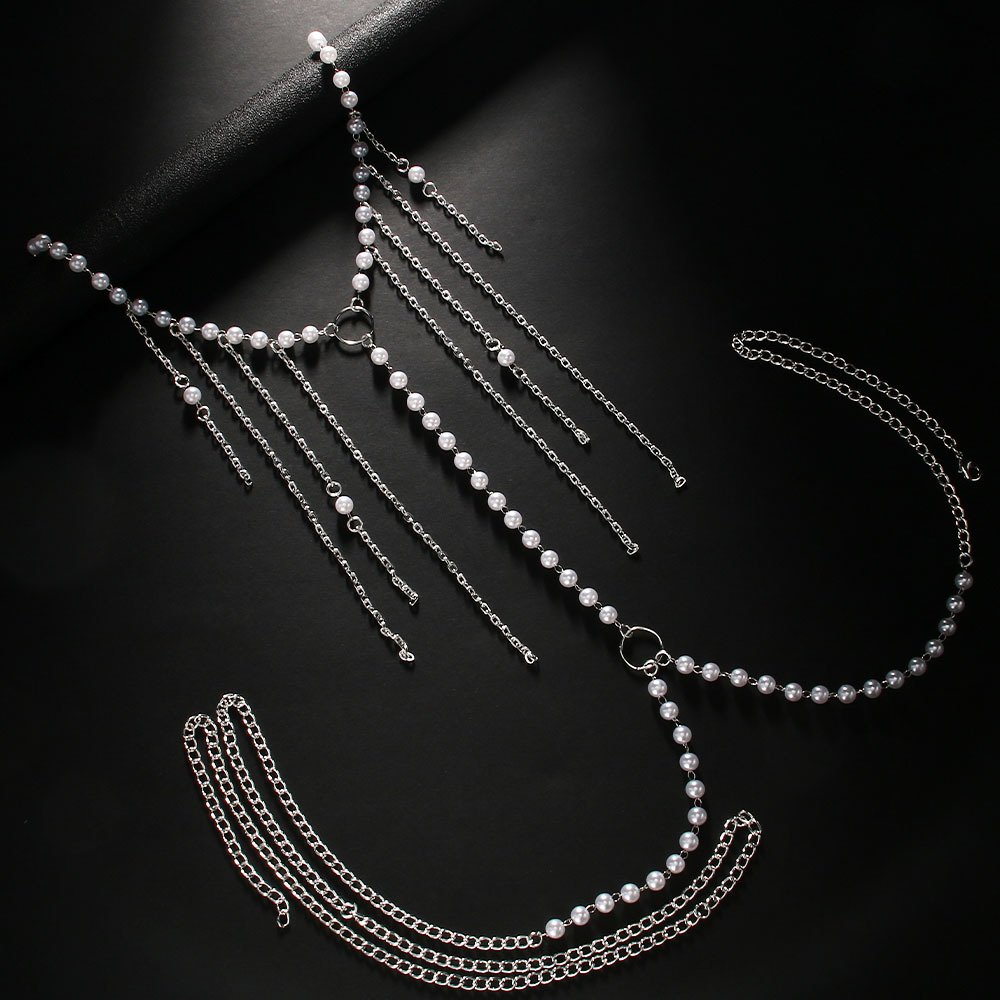 Fashion Sexy Pearl Necklace Bra Chain Bridal Jewelry Top Chain Handmade Beaded Bridal Wedding Body Chains Dress For Women Jewel