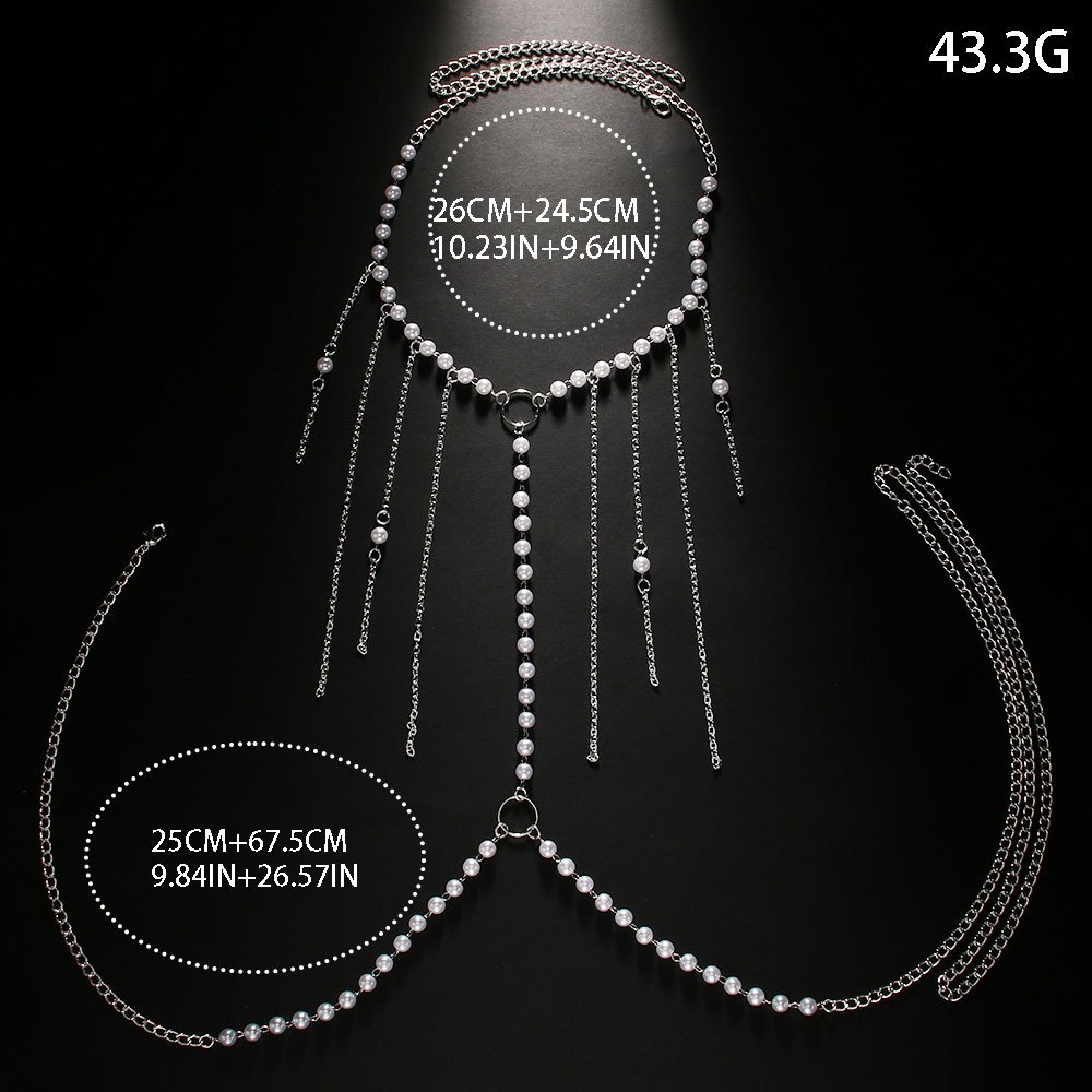 Fashion Sexy Pearl Necklace Bra Chain Bridal Jewelry Top Chain Handmade Beaded Bridal Wedding Body Chains Dress For Women Jewel