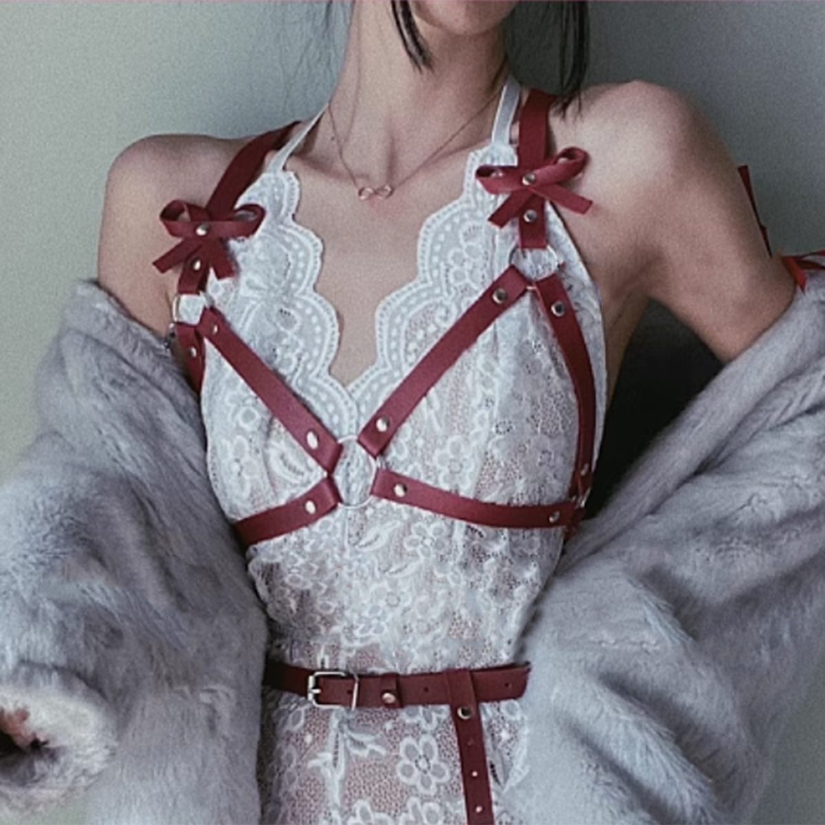 Sexy Porn Underwear Women PU Leather Harness Garter Punk Body Chain Gothic Clothing Fetish Lingerie Rave Sword Belt BDSM