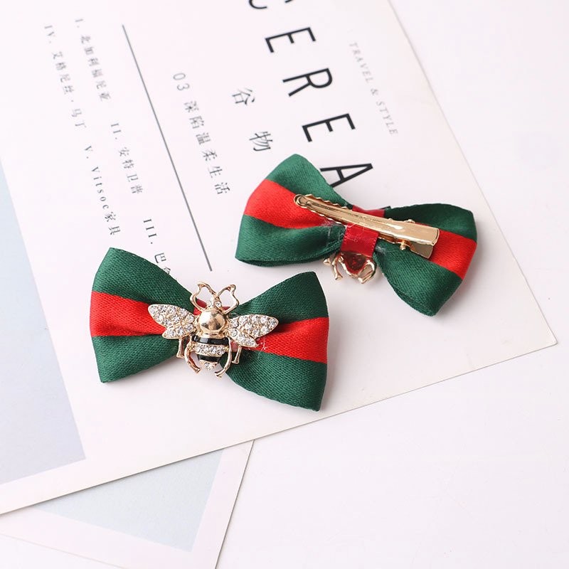 Luxury Shiny Diamond Bee Hairpin Girl Makeup Salon Non Slip Duckbill Clip Women Famous Designer Striped Hair Accessories Catalog