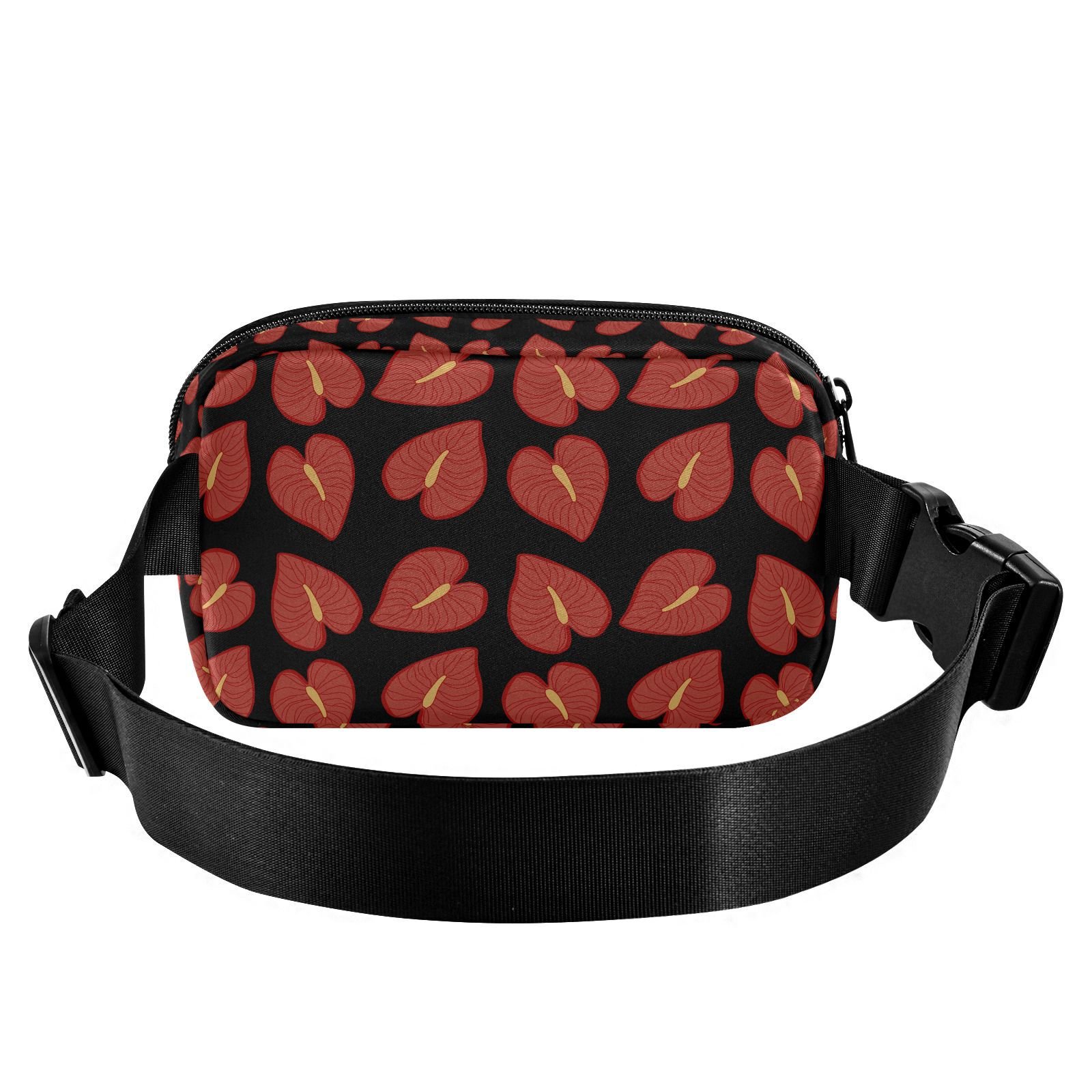 Hawaii Red Anthurium Flower Custom Logo Print Fanny Pack Women's Sports Running Waterproof Waist Bag