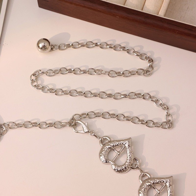 Vintage Versatile Metal Decorative Sweet Love Rhinestones Tassel Gold Luxury Chain Belts