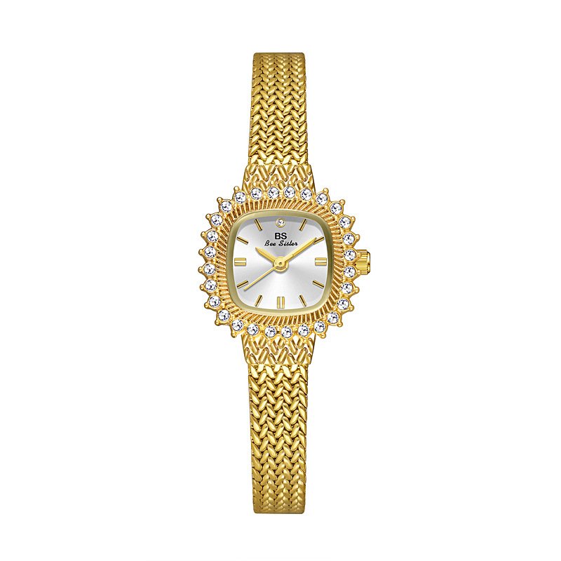 High Quality Small vintage Diamond Crystal watch women Retro Brass band Bracelet luxury fritillary Quartz chain lady for girl