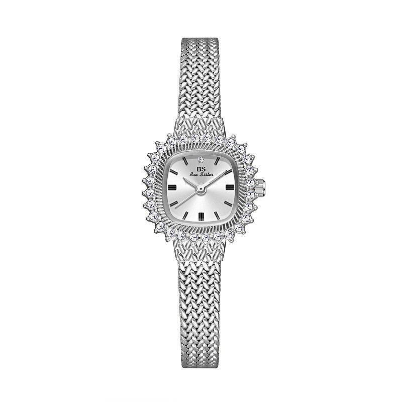 High Quality Small vintage Diamond Crystal watch women Retro Brass band Bracelet luxury fritillary Quartz chain lady for girl