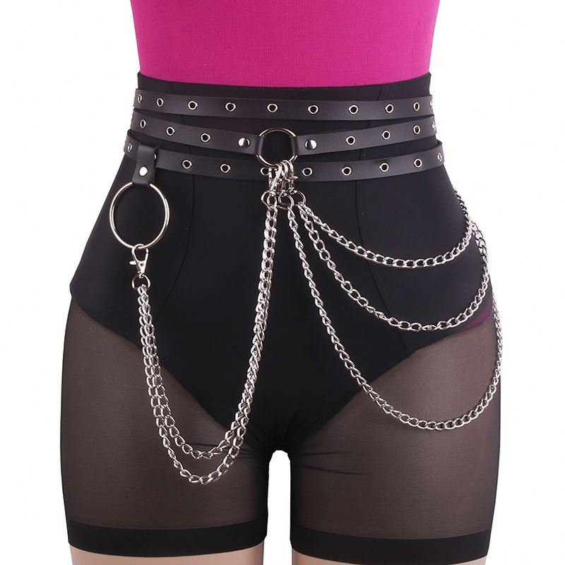 New PU Leather Body Harness Belt Sexy Bdsm Body Chain Bondage Punk Lingerie for Adults Women's Tassel Waist Chain Garters Belt