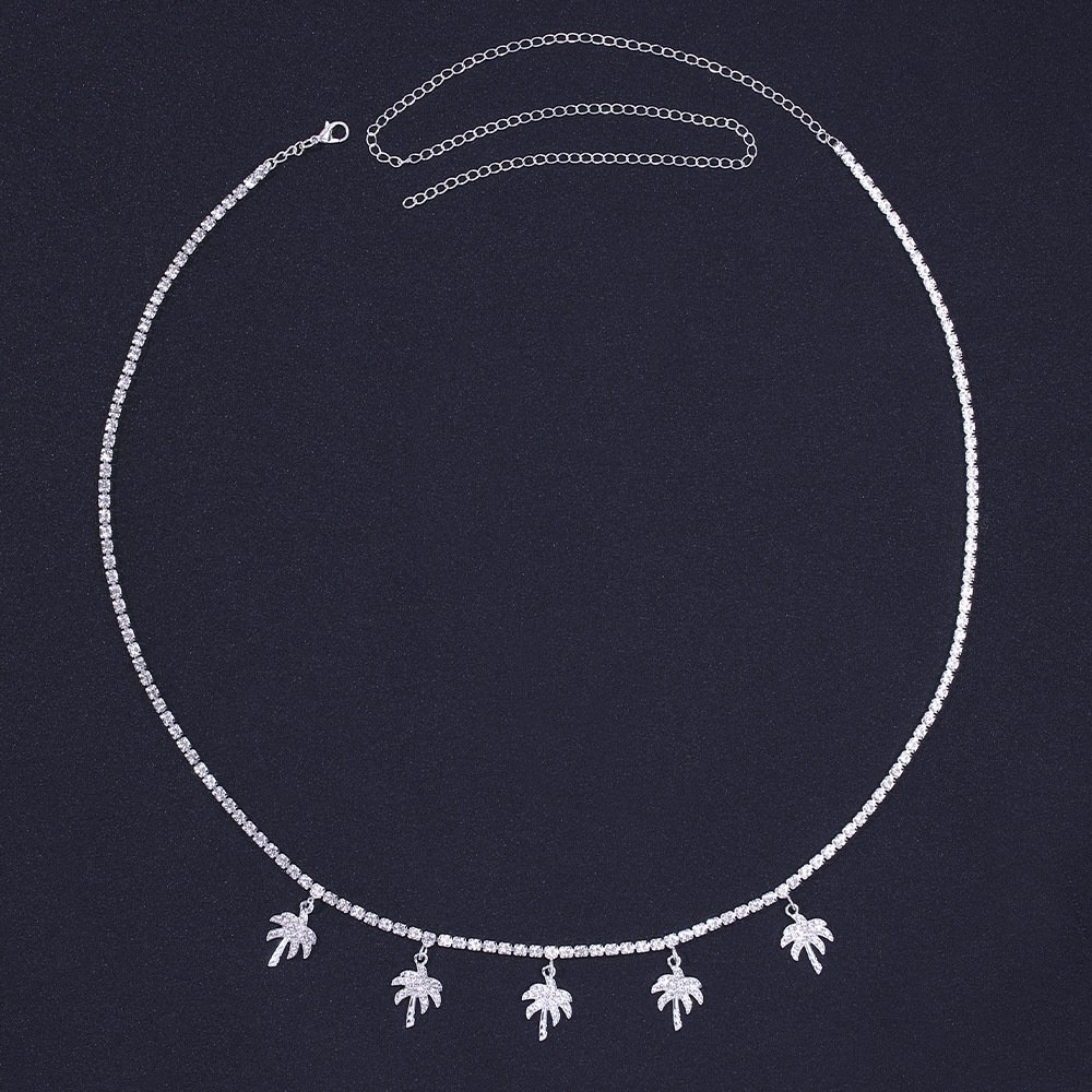 Stonefans Sexy Coconut Tree Waist Chains Belt for Women Jewelry Thong Fashion Rhinestone Bikini Accessories Pendant Waist Chains