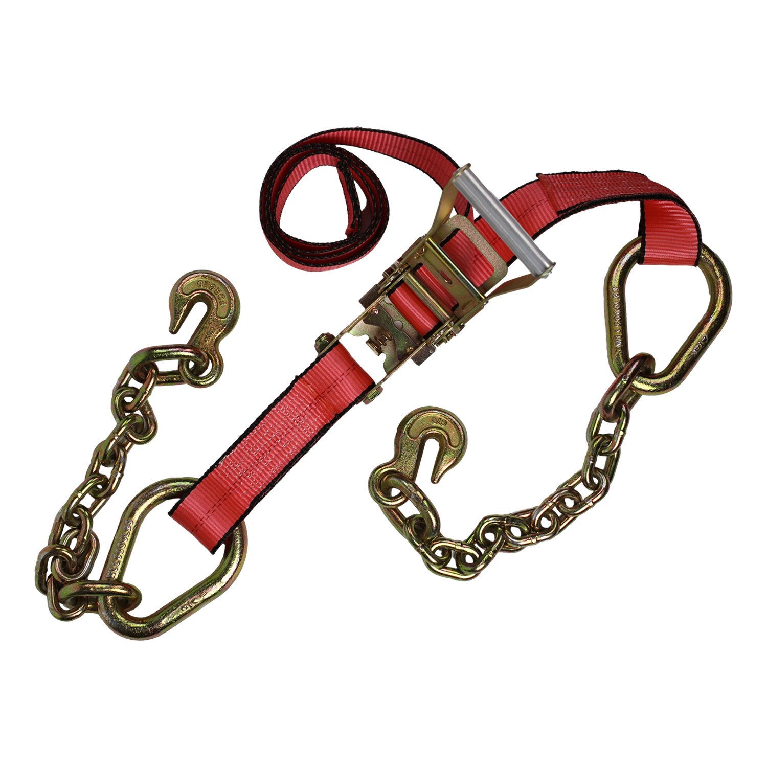 USA Standard PE 2" Ratchet Strap Ergo Ratchet Lashing Belt With Chain Hook Ratchet Tie Down Belts