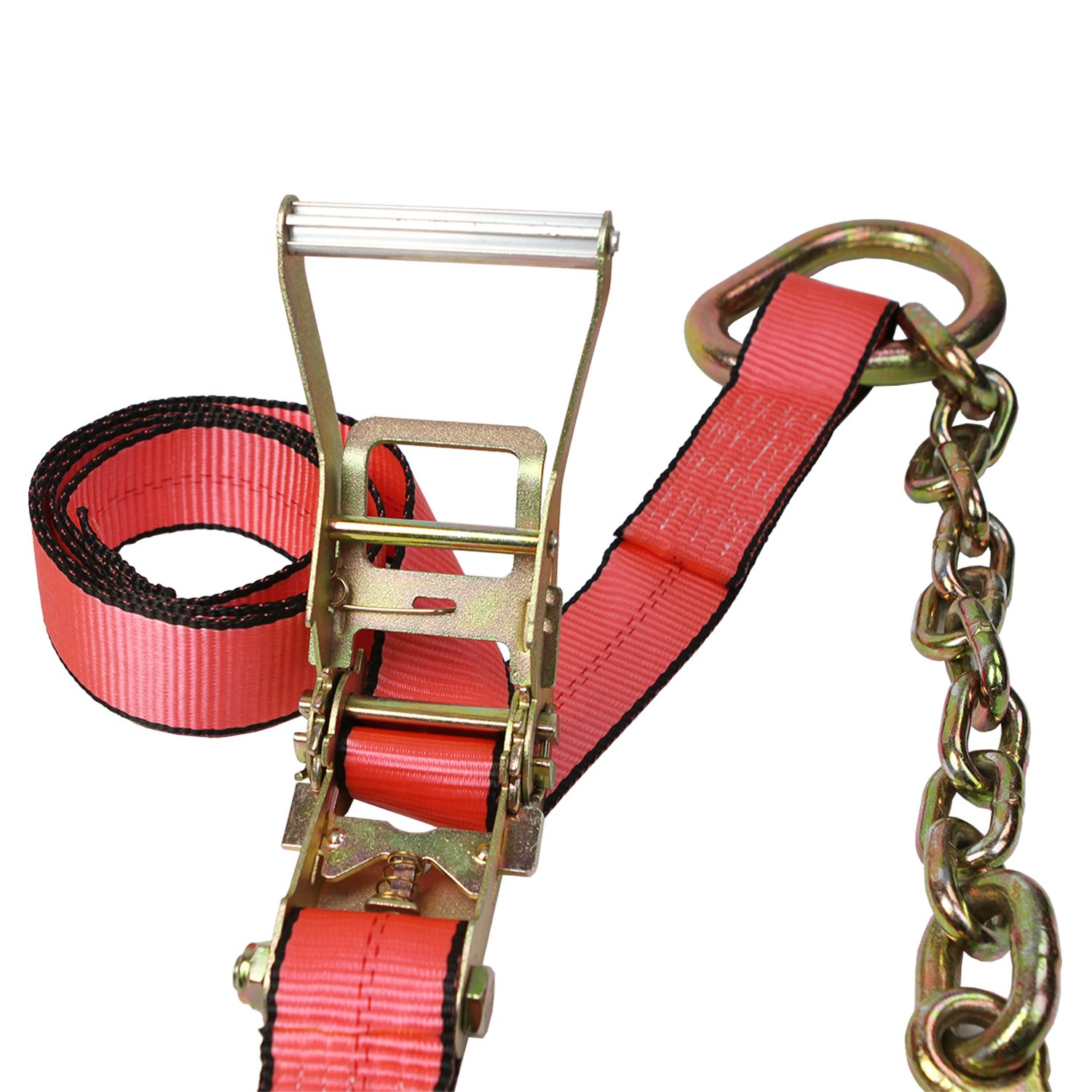 USA Standard PE 2" Ratchet Strap Ergo Ratchet Lashing Belt With Chain Hook Ratchet Tie Down Belts