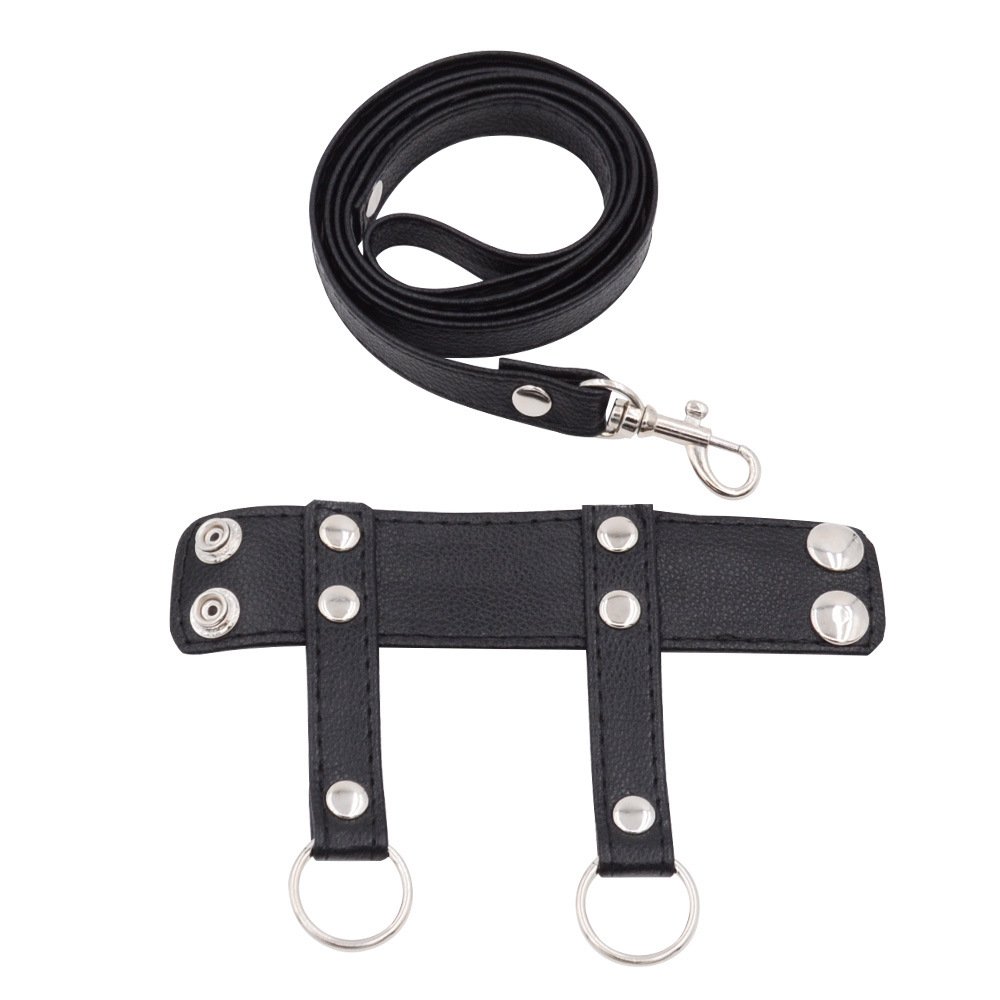BDSM Lock Scrotum Rings with Leashes Chains Chastity Belt Slave Training Punishment Restraints Testicles Scrotal Bondage for Man