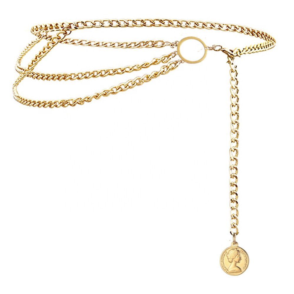 Gold Plated Dainty Sexy Woman Pant Lock Charm Chain Belly Stainless Steel Long Waist Jewelry Women Belt Tarnish Free Body Chains