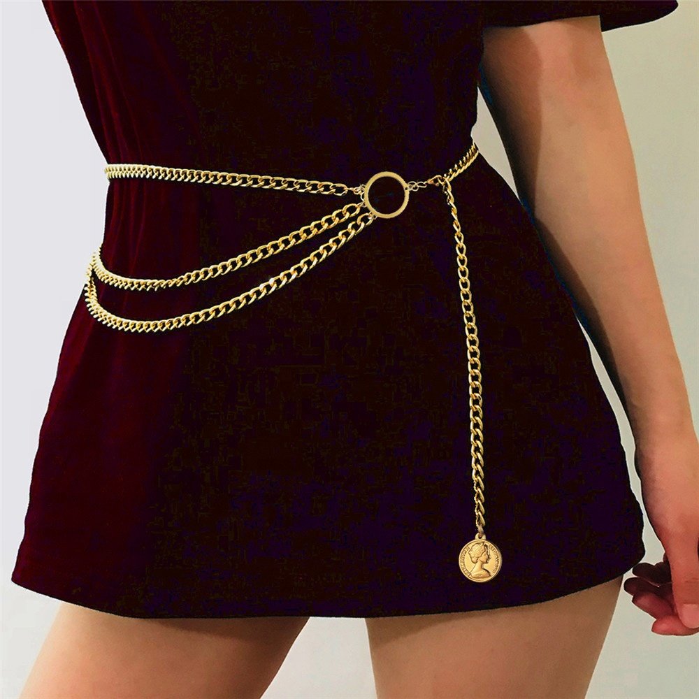 Gold Plated Dainty Sexy Woman Pant Lock Charm Chain Belly Stainless Steel Long Waist Jewelry Women Belt Tarnish Free Body Chains