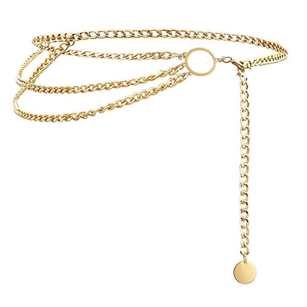Gold Plated Dainty Sexy Woman Pant Lock Charm Chain Belly Stainless Steel Long Waist Jewelry Women Belt Tarnish Free Body Chains