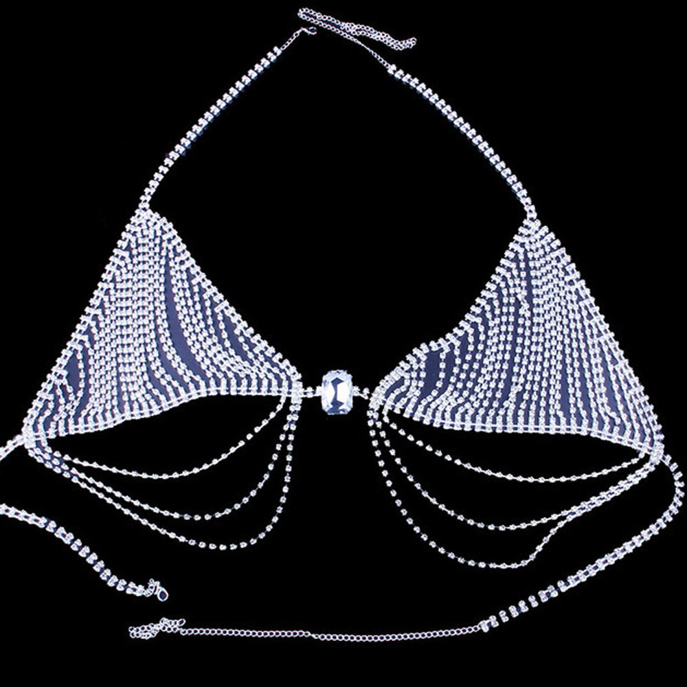 Luxury Body Chain Bra Harness Waist Chain Sets Women Rhinestone Lingerie Tassel Chest Chain Sexy Beach Bikini Set