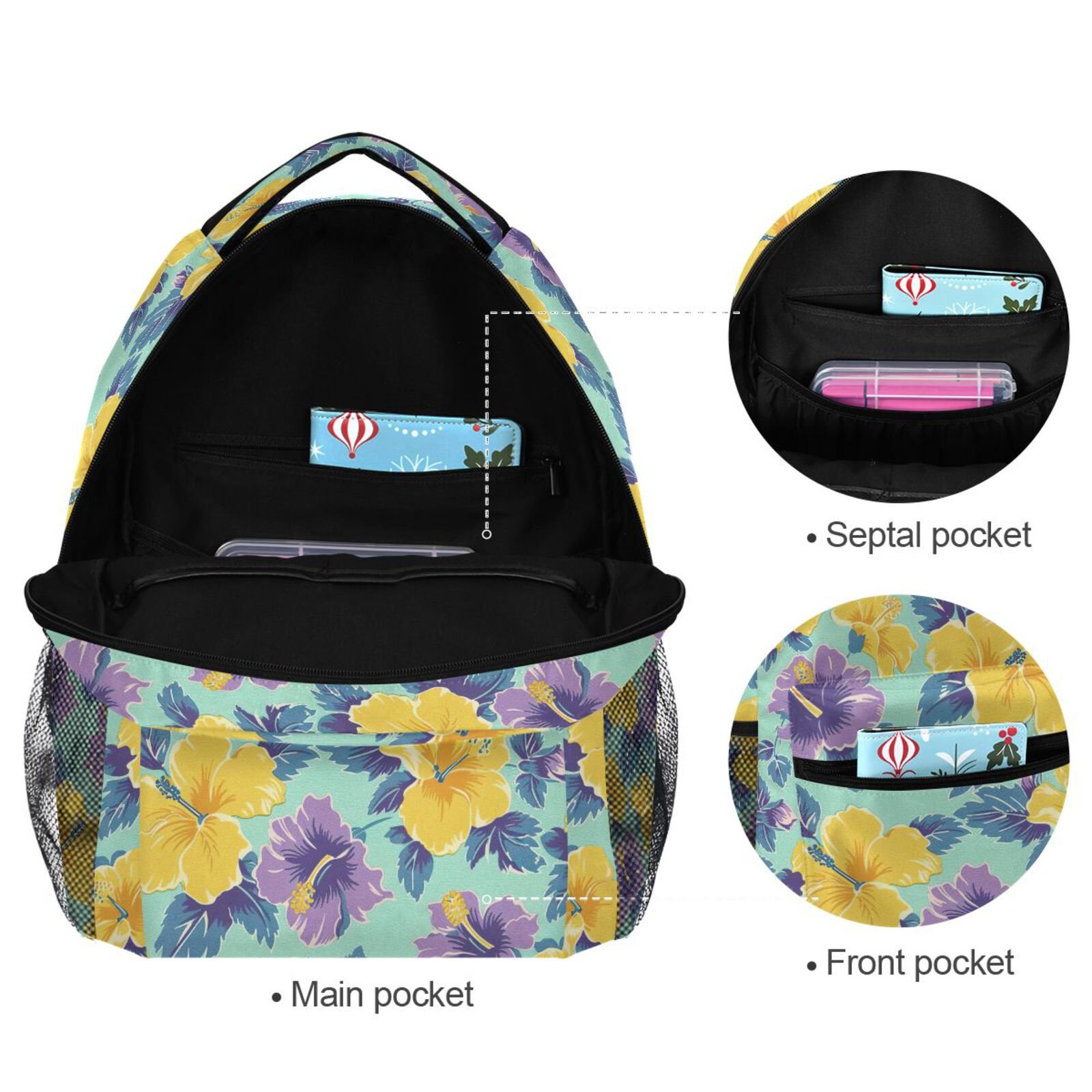 New Arrival Customized Hibiscus Flowers Lightweight Durable Casual School Backpack Football Training Bags For Adults Students