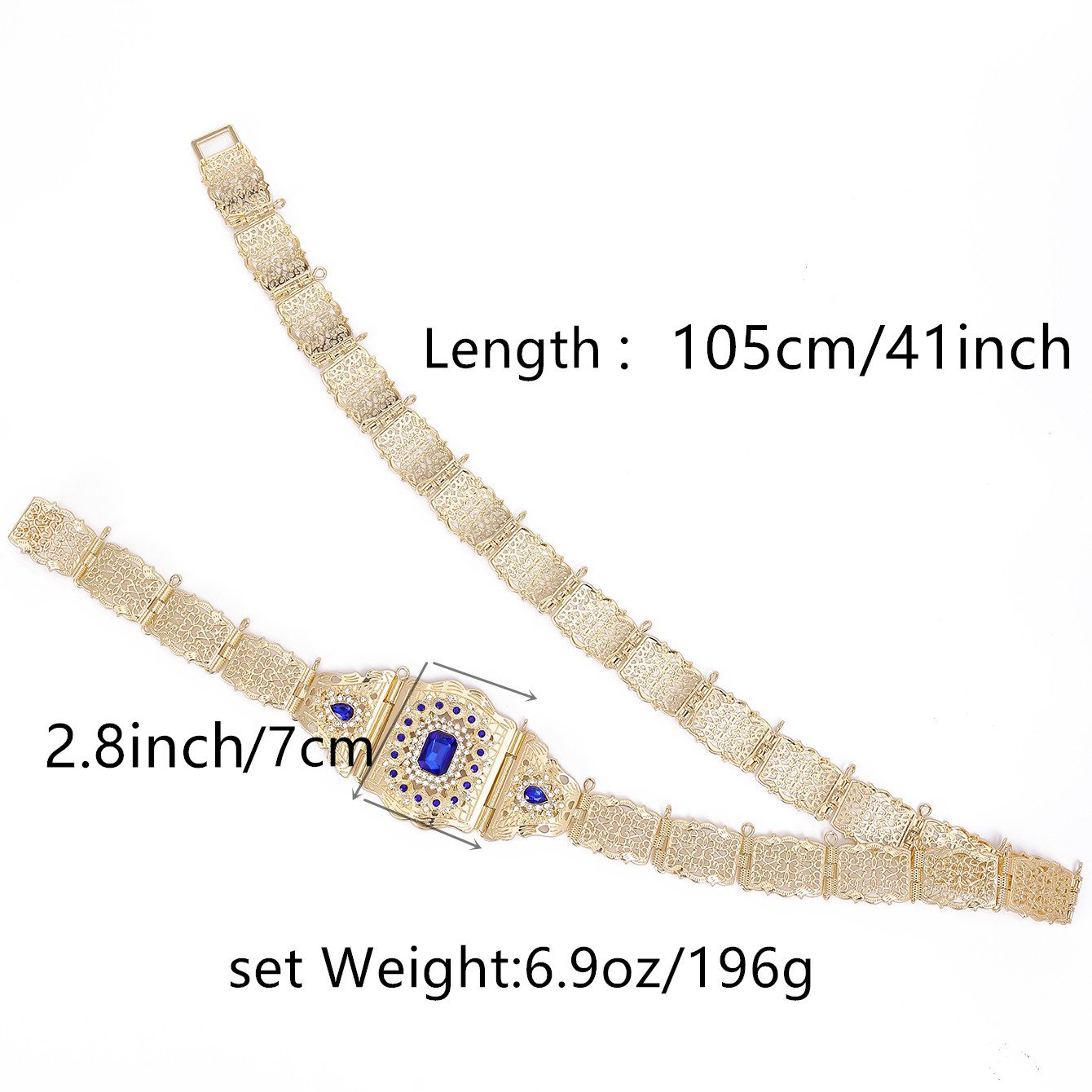 Moroccan Style Women's Wedding Jewelry Belt Children's Style Square Button Waist Chain Hollowed-Out Diamond-Set Body Jewelry