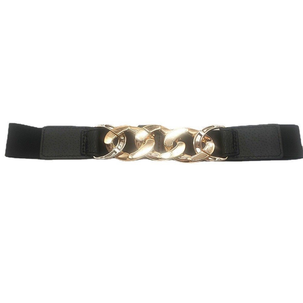 European and American fashion plastic chain decoration elastic waist belt women's high stretch waist temperament with dress suit