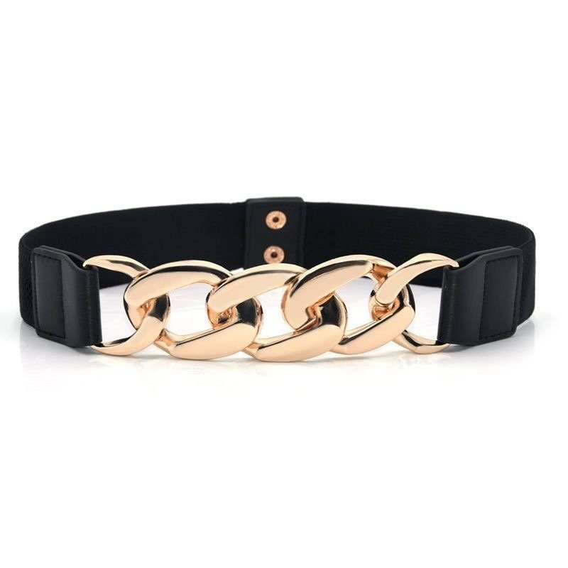 European and American fashion plastic chain decoration elastic waist belt women's high stretch waist temperament with dress suit