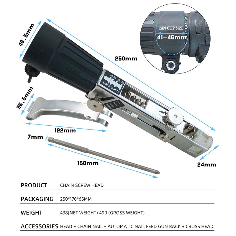 Portable Chain Automatic Decoration Gypsum Board Chain Belt Cordless Screw Gun Nail Head For Wood