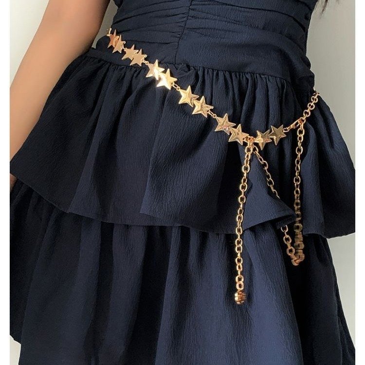Wholesale Womens Gold Stars Metal Decorative Chain Belt On Waist Fashion Accessories Tendencias 2024