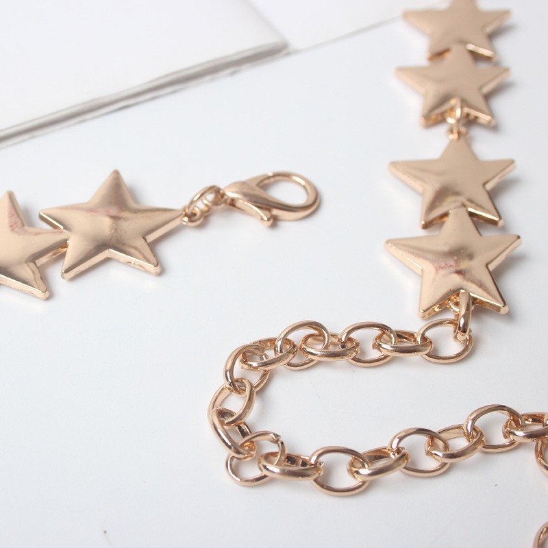 Wholesale Womens Gold Stars Metal Decorative Chain Belt On Waist Fashion Accessories Tendencias 2024