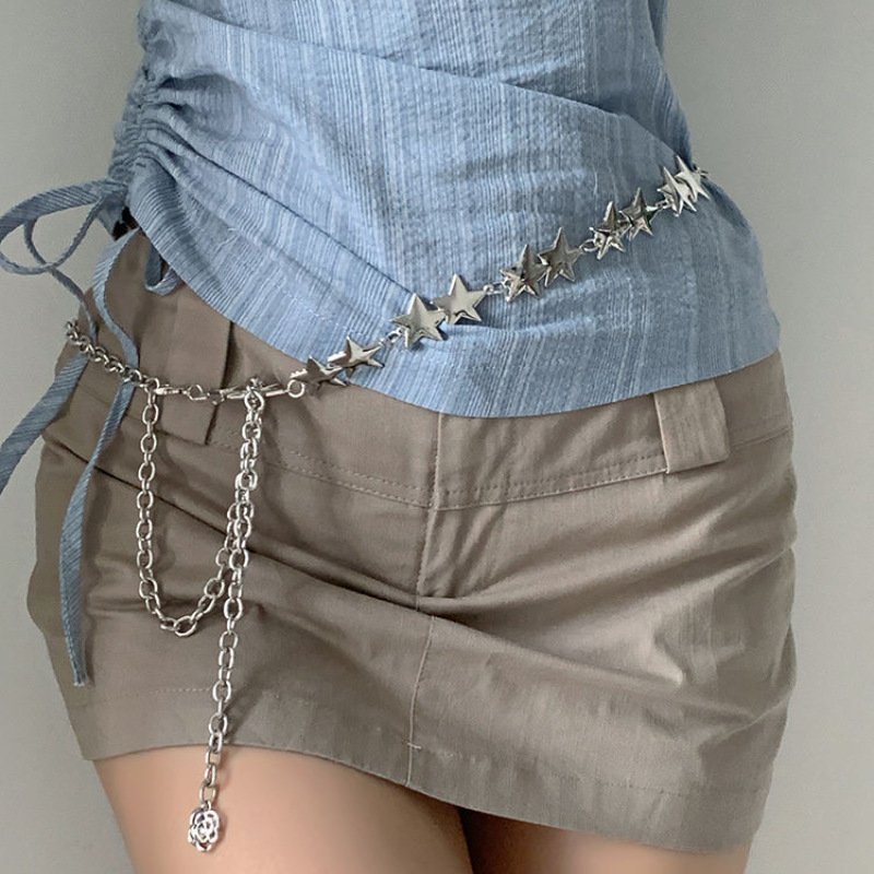 Wholesale Womens Gold Stars Metal Decorative Chain Belt On Waist Fashion Accessories Tendencias 2024