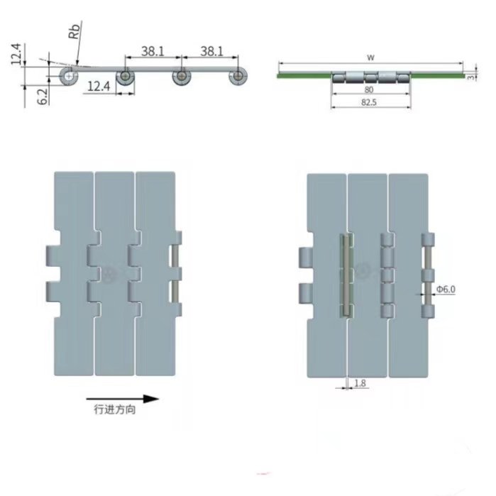 802-K750 Stainless steelStainless steel conveyor belt conveyor line chain plate