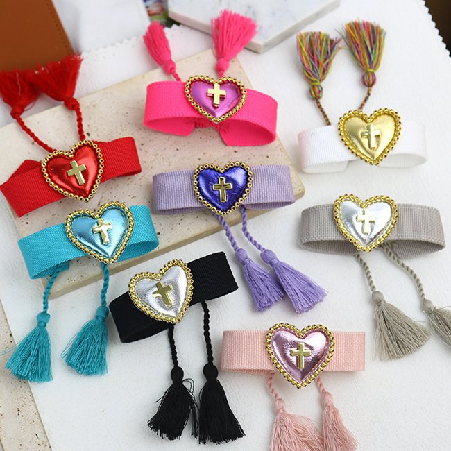 Wholesales High quality 18K gold plated Heart Cross Color Knit Belt accessories women Jewelry bracelets