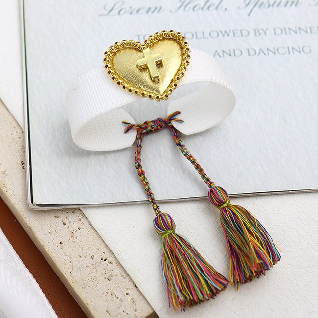 Wholesales High quality 18K gold plated Heart Cross Color Knit Belt accessories women Jewelry bracelets