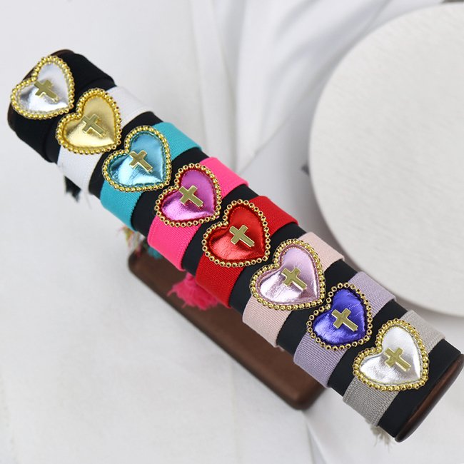 Wholesales High quality 18K gold plated Heart Cross Color Knit Belt accessories women Jewelry bracelets
